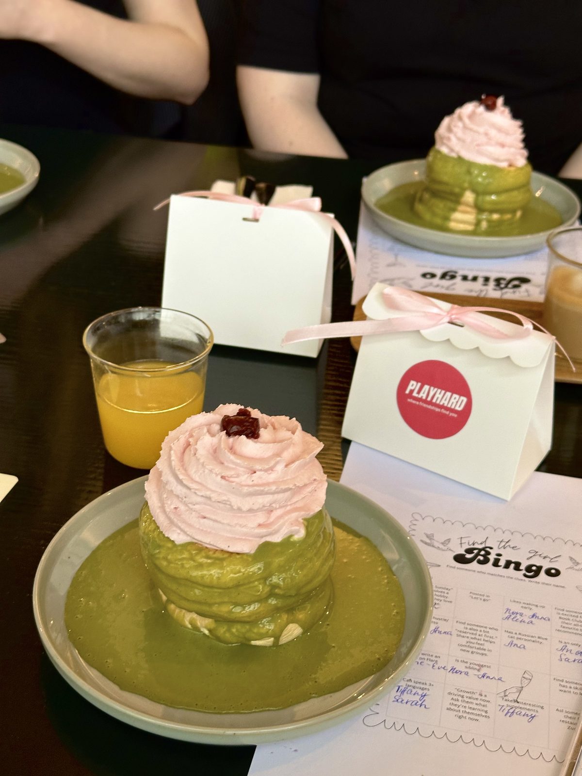 A Playhard dessert and Bingo card